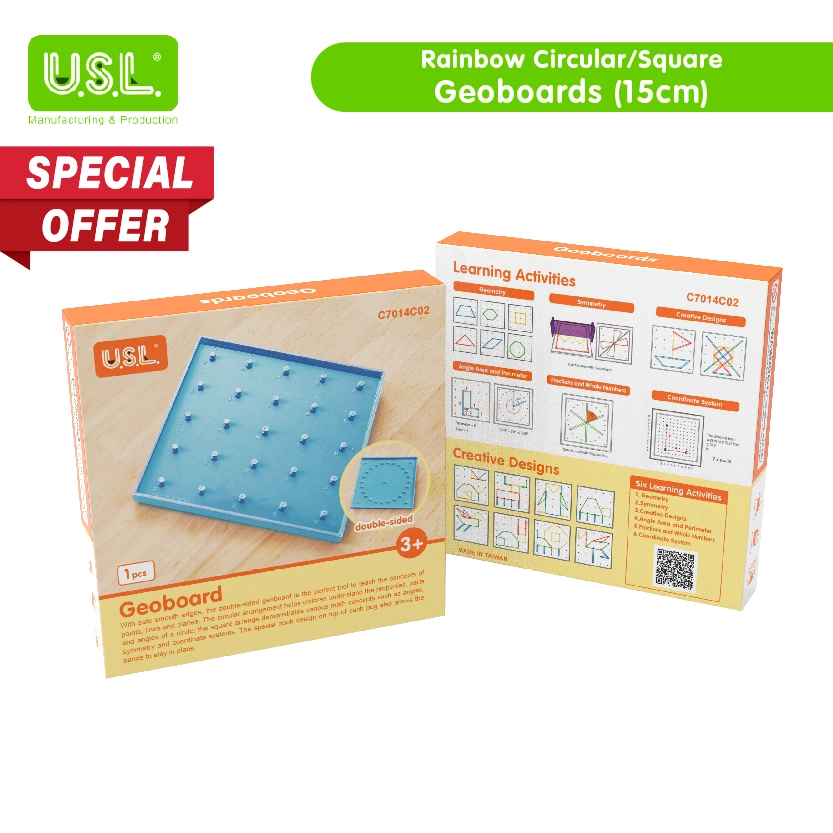 Plastic Pegboards with Rubber Bands for Geometry Learning Math Toys for Kids (COLOR/RAINBOW)