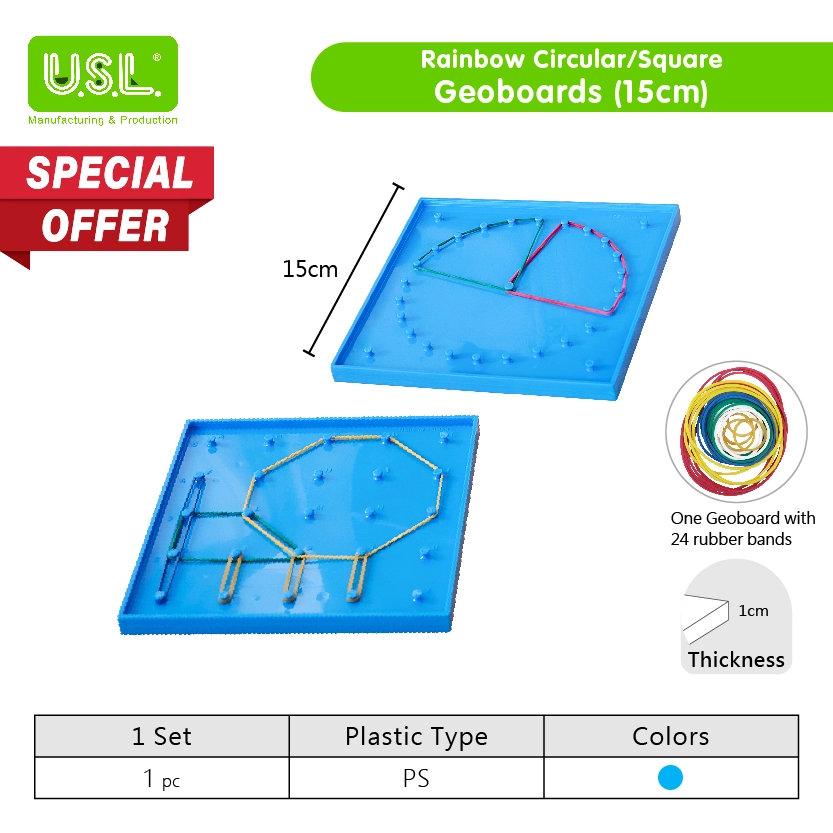 Plastic Pegboards with Rubber Bands for Geometry Learning Math Toys for Kids (COLOR/RAINBOW)