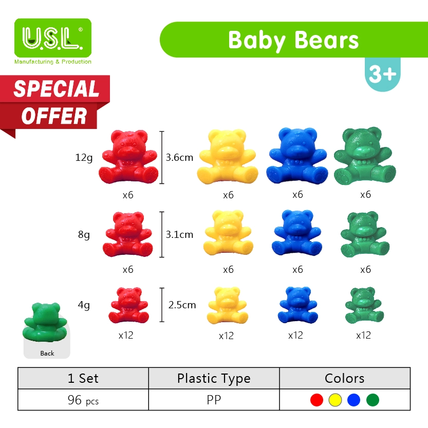 Colorful Bear-Shaped Measuring Weights in Grams Fun Math Toys for Kids