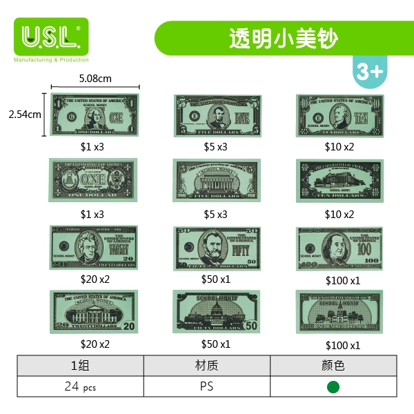 【钱币、骨牌】透明美钞系列