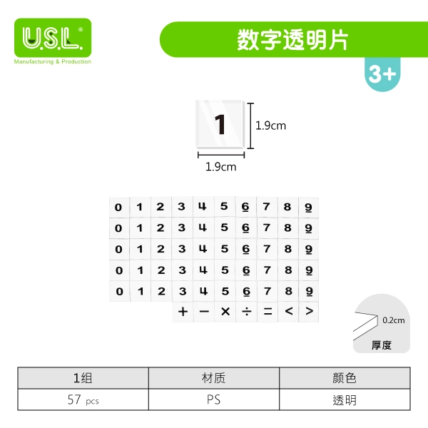 【十进位、分数】 数字透明片