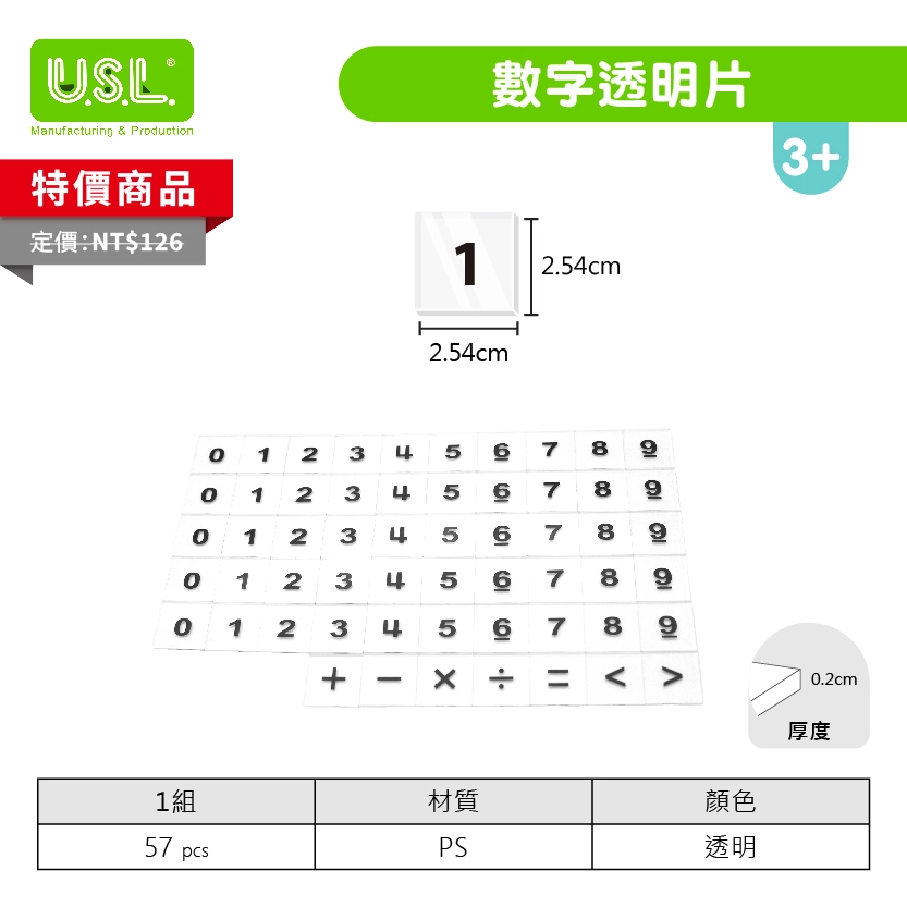 【十進位、分數】 數字透明片