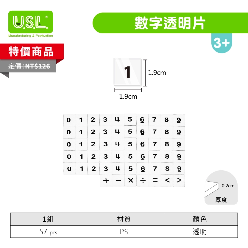【十進位、分數】 數字透明片