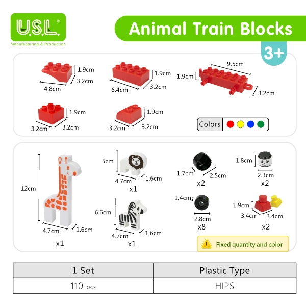 Animal Train Theme Multi-Shaped Educational Building Blocks for Kids