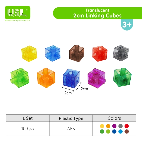 Translucent 2cm Linking Cubes Educational Toys for Kids for Developing Spatial Awareness and Hand-Eye Coordination