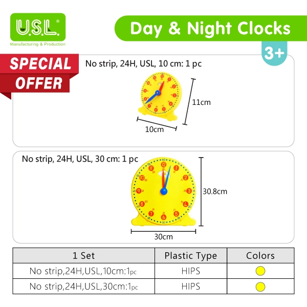 Children's Teaching Clock with Day and Night Display Kids Learning Clock