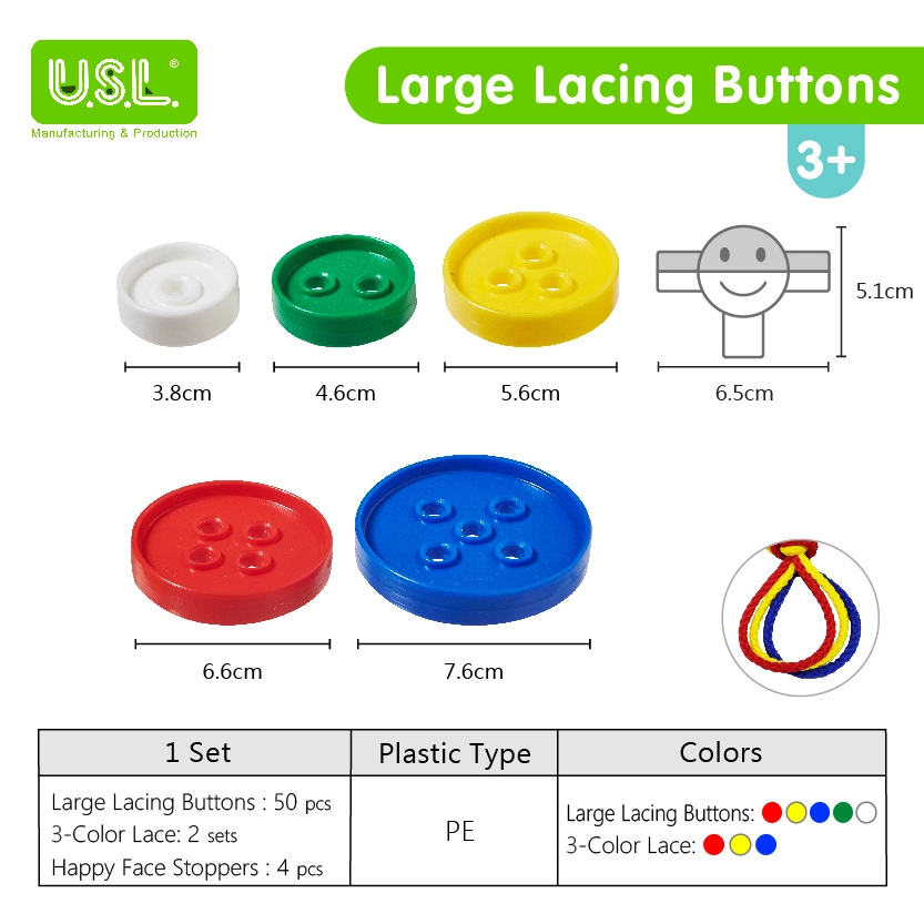 LARGE Colorful Lacing Buttons of Various Sizes with Different Number of Holes for Counting Skills