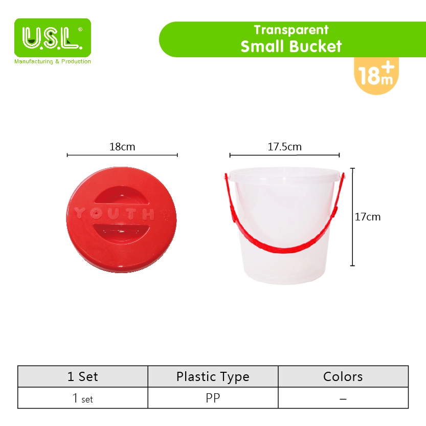 Clear Plastic Home & School Supplies Buckets with Red Lids