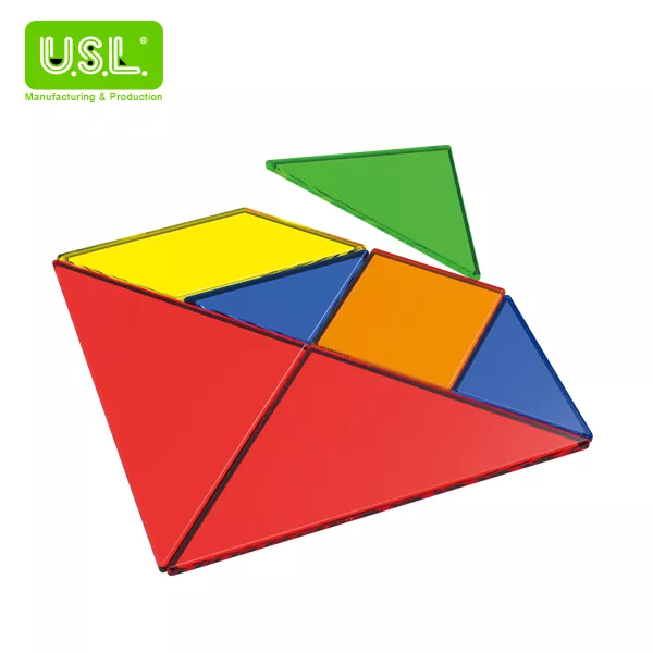 Transparent 5-color Tangrams (Math Puzzles)