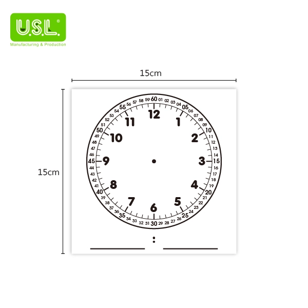 Dry Erase Magnetic Teaching Clock- Black & White