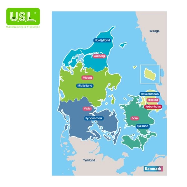 Dry Erase Magnetic Map of Denmark-Danmarkskort