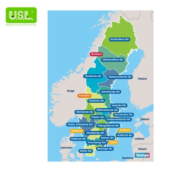 Dry Erase Magnetic Map of Sweden-Konungariket Sverige