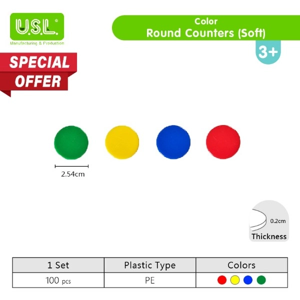 Color Round Counters (Soft, 4 colors, 100pcs)